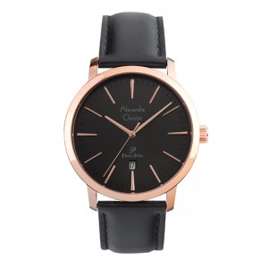 Alexandre Christie AC 1028 Rosegold Black Leather Man MDLRGBA